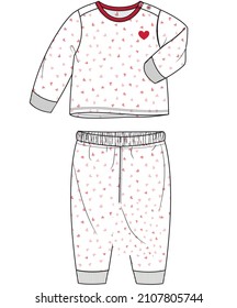 infant pyjama set with hear print