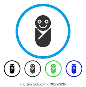 Infant rounded icon. Vector illustration style is a flat iconic symbol inside a circle, black, grey, blue, green versions. Designed for web and software interfaces.