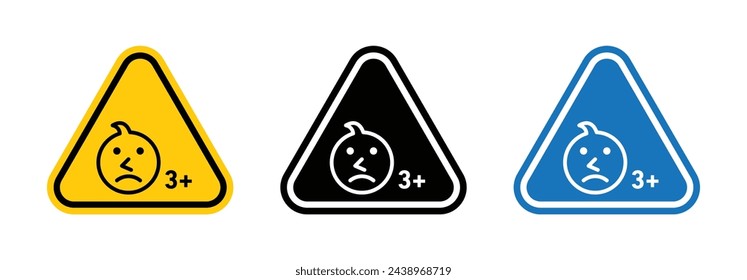 Infant Safety Warning Icon. Hazard Alert for Babies 0-3 Years. Child Age Restriction Symbol