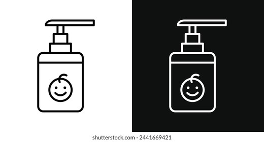 Infant Shampoo and Skincare Icons. Baby-Safe Cleansing and Body Care Symbols