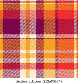 Infant tartan textile texture, material fabric plaid vector. Strip background pattern seamless check in pink and orange colors palette.