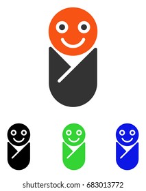 Infant vector icon. Illustration style is a flat iconic colored symbol with different color versions.
