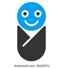 Infant vector icon. Style is bicolor flat symbol, blue and gray colors, rounded angles, white background.