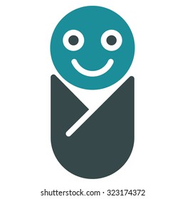 Infant vector icon. Style is bicolor flat symbol, soft blue colors, rounded angles, white background.