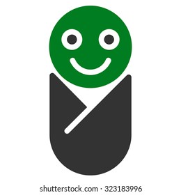 Infant vector icon. Style is bicolor flat symbol, green and gray colors, rounded angles, white background.