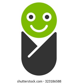 Infant vector icon. Style is bicolor flat symbol, eco green and gray colors, rounded angles, white background.