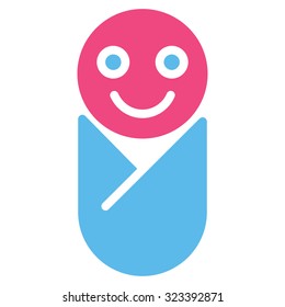 Infant vector icon. Style is bicolor flat symbol, pink and blue colors, rounded angles, white background.