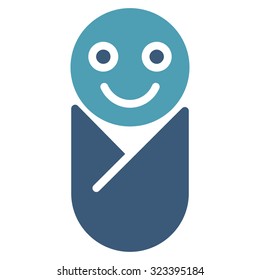 Infant vector icon. Style is bicolor flat symbol, cyan and blue colors, rounded angles, white background.