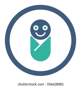 Infant vector icon. Style is bicolor flat rounded symbol, cobalt and cyan colors, rounded angles, white background.