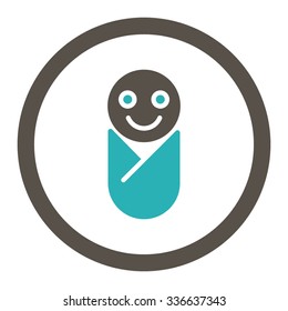 Infant vector icon. Style is bicolor flat rounded symbol, grey and cyan colors, rounded angles, white background.