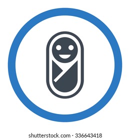 Infant vector icon. Style is bicolor flat rounded symbol, smooth blue colors, rounded angles, white background.