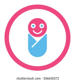 Infant vector icon. Style is bicolor flat rounded symbol, pink and blue colors, rounded angles, white background.
