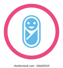 Infant vector icon. Style is bicolor flat rounded symbol, pink and blue colors, rounded angles, white background.