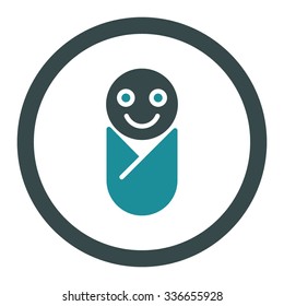 Infant vector icon. Style is bicolor flat rounded symbol, soft blue colors, rounded angles, white background.