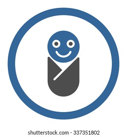 Infant vector icon. Style is bicolor flat rounded symbol, cobalt and gray colors, rounded angles, white background.