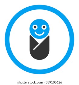 Infant vector icon. Style is bicolor flat rounded symbol, blue and gray colors, rounded angles, white background.