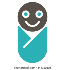 Infant vector icon. Style is bicolor flat symbol, grey and cyan colors, rounded angles, white background.