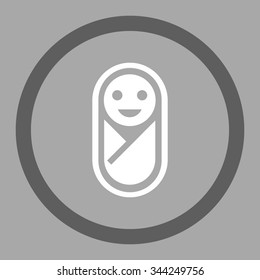 Infant vector icon. Style is bicolor flat rounded symbol, dark gray and white colors, rounded angles, silver background.