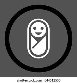 Infant vector icon. Style is bicolor flat rounded symbol, black and white colors, rounded angles, gray background.