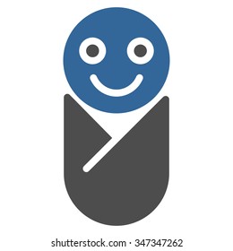 Infant vector icon. Style is bicolor flat symbol, cobalt and gray colors, rounded angles, white background.