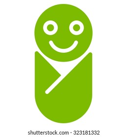 Infant vector icon. Style is flat symbol, eco green color, rounded angles, white background.