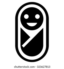 Infant vector icon. Style is flat symbol, black color, rounded angles, white background.