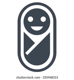 Infant vector icon. Style is flat symbol, smooth blue color, rounded angles, white background.