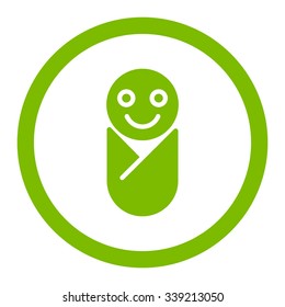 Infant vector icon. Style is flat rounded symbol, eco green color, rounded angles, white background.