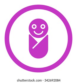 Infant vector icon. Style is flat rounded symbol, violet color, rounded angles, white background.