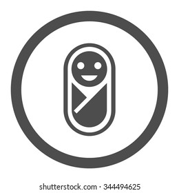 Infant vector icon. Style is flat rounded symbol, gray color, rounded angles, white background.