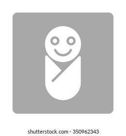 Infant vector icon. Style is flat rounded square button, white and silver colors, white background.