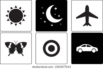 Infant Visual Stimulation Patterns, Black and white flash card with high contrast for baby vector