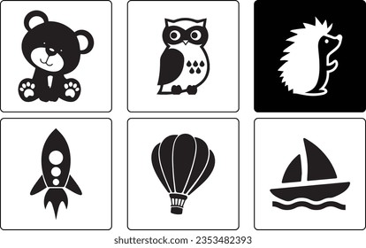 Infant Visual Stimulation Patterns, Black and white flash card with high contrast for baby vector