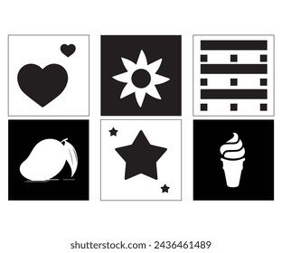 Infant Visual Stimulation Patterns, Black and white flash card with high contrast for baby vector
