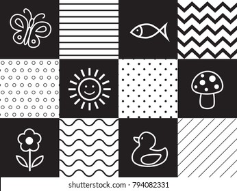 Infant Visual Stimulation Patterns Black White Stock Vector (Royalty ...