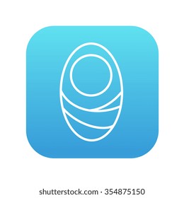Infant wrapped in swaddling clothes line icon for web, mobile and infographics. Vector white icon on the blue gradient square with rounded corners isolated on white background.
