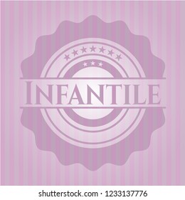 Infantile badge with pink background