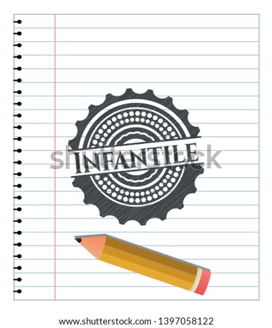 Infantile drawn with pencil strokes. Vector Illustration. Detailed.