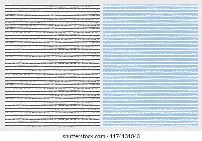 Infantile Style Hand Drawn Abstract Trail Vector Patterns. White Lines on a Blue Background. White Stripped Layout. Irregular Simple Geometric Vector Design. Lovely Infantile Stripped Vector Pattern.