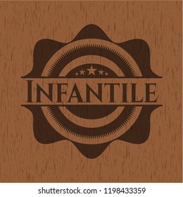 Infantile vintage wooden emblem