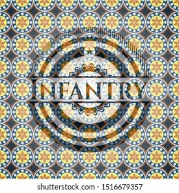 Infantry arabic emblem background. Arabesque decoration.