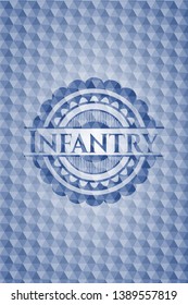 Infantry blue emblem or badge with geometric pattern background. Vector Illustration. Detailed.