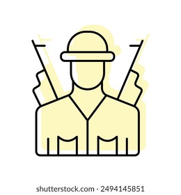 Infantry color shadow thinline icon , vector, pixel perfect, illustrator file