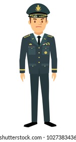 Infantry general in flat style isolated on white background