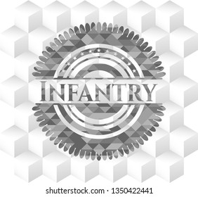 Infantry grey badge with geometric cube white background