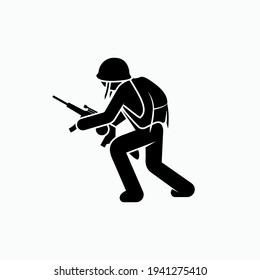 Icono de infantería. Símbolo del ejército, del personal militar - vector.