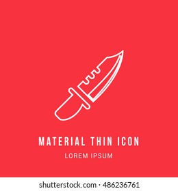 Infantry Knife Bright red material designed line thin flat icon / logo