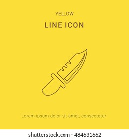 Infantry Knife Cute yellow thin line icon / logo Design