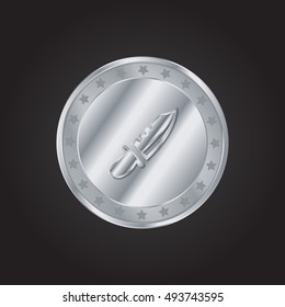 Infantry Knife embossed realistic silver / platinum coin precious Icon / Logo Design
