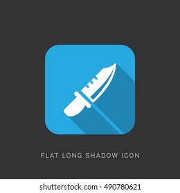 Infantry Knife Flat blue long shadow Icon / Logo Design